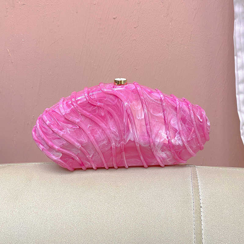 Simple Stone Patterned Acrylic Bag Women's Striped Simple Chain Dinner Hand-held Crossbody Valentine Bag 241105