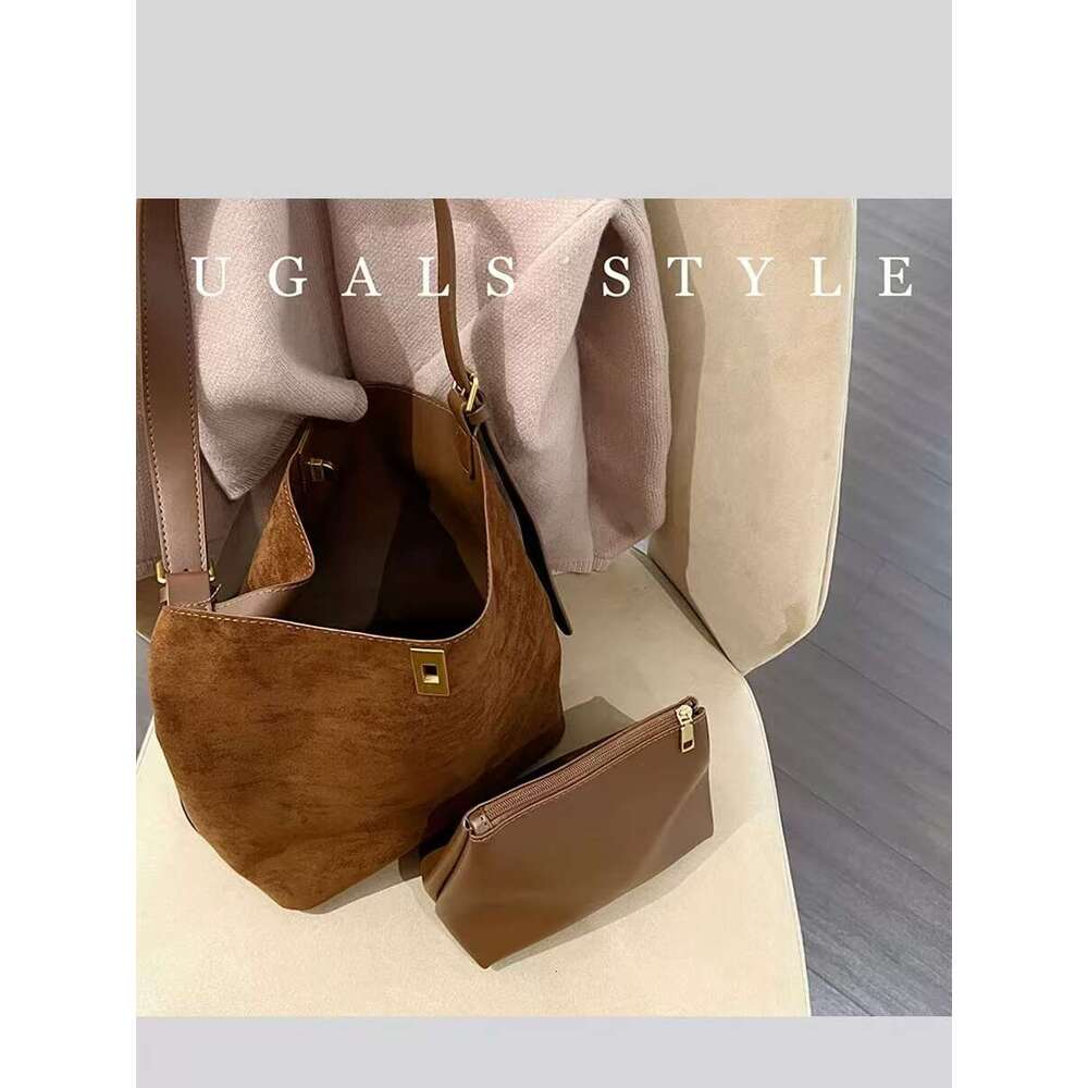Autumn Winter Large Capacity Veet Bucket Women's Handbag Lady Purse Shoulder Underarm Female Casual Composite Bag