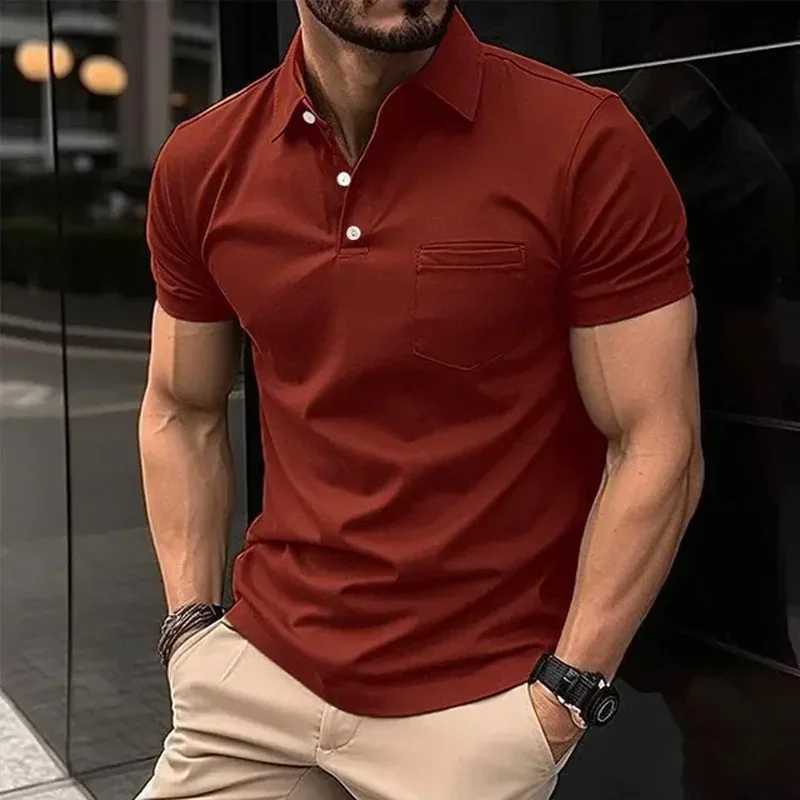 Mens Summer Casual Short Sleeve Sports Collar Shirt Mens Business Shirt Small Pocket W241104