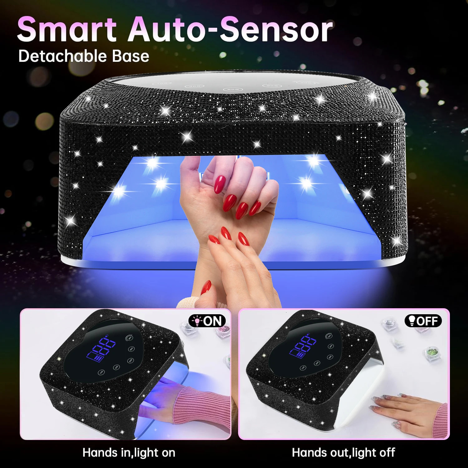 Rechargeable UV LED Nail Lamp for Manicure 30LEDS Gel Polish Drying Machine With Large LCD Touch Professional Smart Nail Dryer 241104