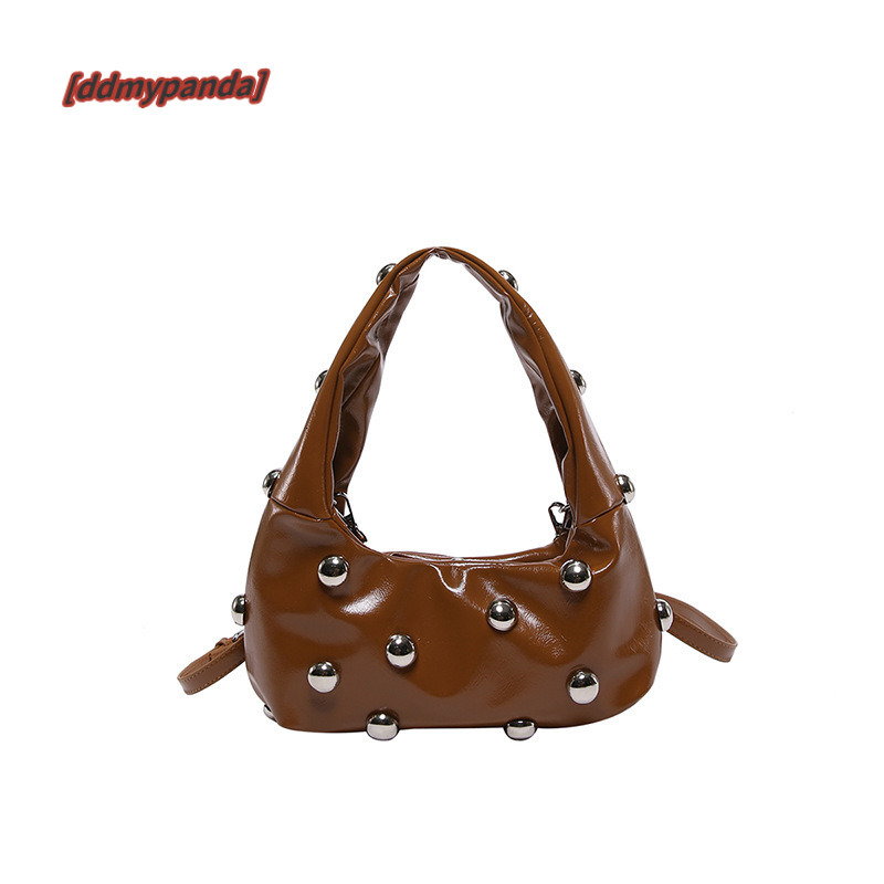 Fashionable and versatile rivet handbag for women 2024 new simple underarm bag, popular single shoulder commuting bag #28 ddmypanda