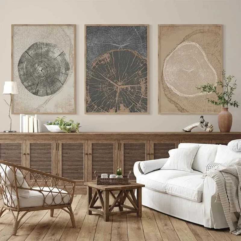 Beige Tree Rings Neutral Picture Home Decor Nordic Canvas Painting Wall Art Luxury Minimalist Print and Poster for Living RoomXJ241104