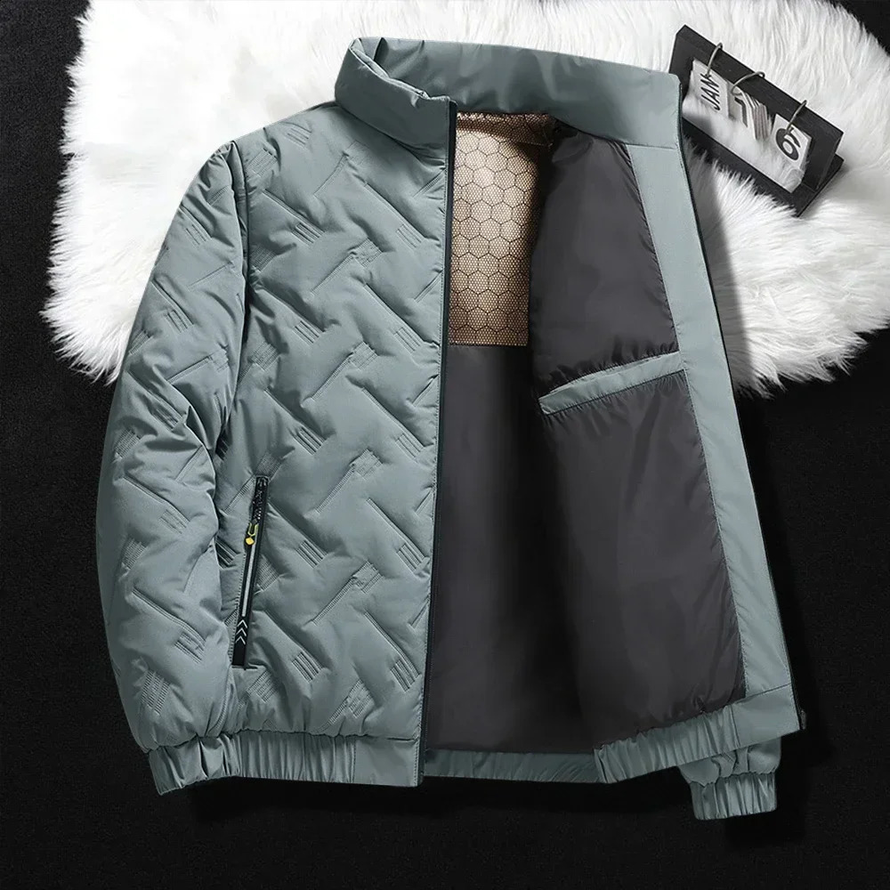 Winter Jacket Men Quilted Cotton Padded Coat Warm Streetwear Stand Collar Casual Puffer Plus Size 6XL 241105