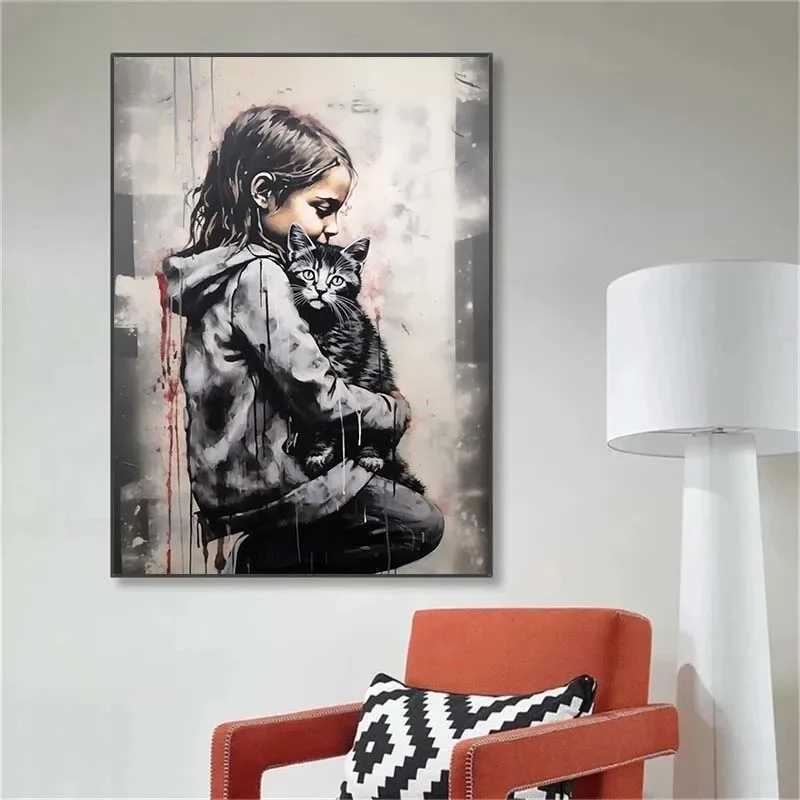 Banksy Graffiti Boy Girl with Balloon on Canvas Posters Prints Street Wall Art Painting for Living Room Home Decor CuadrosXJ241104