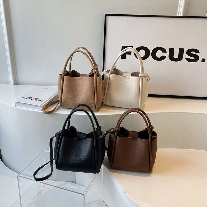 Lychee Pattern Solid Color Versatile Handheld Tote Women's Vegetable Basket Texture Water Bucket Korean Version Small One Shoulder Crossbody Bag