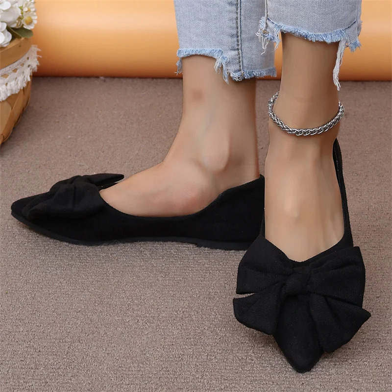 New Summer Style Fashionable Comfortable And Versatile Women's Casual Simple Wear-Resistant Flat Bottom Bow Shoes