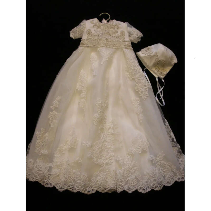 Sale Toddel Hot Christening Gowns Baby Jewel Neck Lace Applique Pearls Baptism Dresses Wer Girls Dress For Weddings With Bonnet