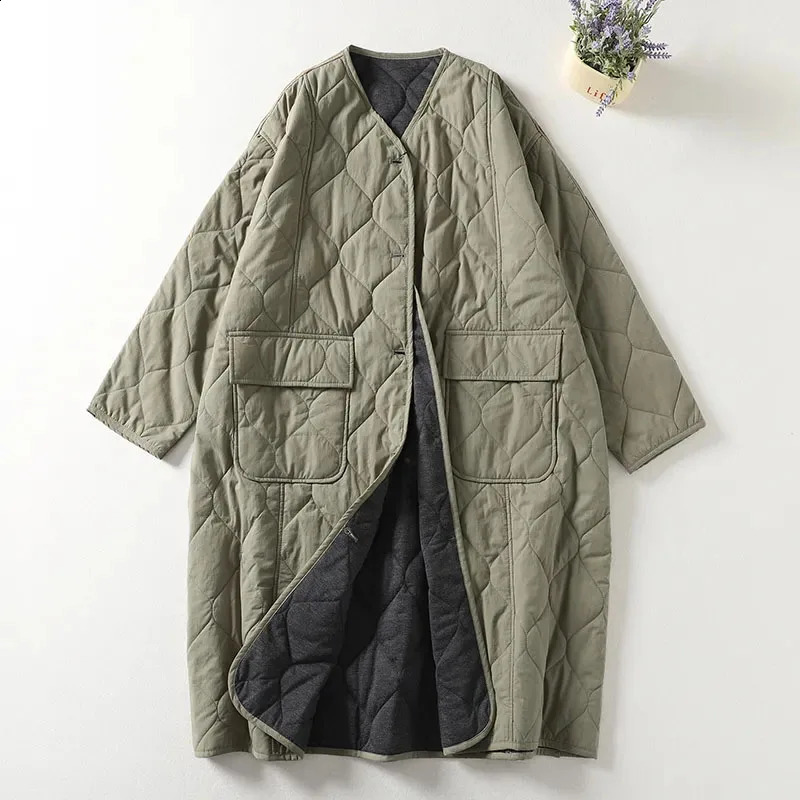 Oversized Women Parkas Overcoat Autumn Winter Lightweight Down Cotton Jacket Female Long Warm Padded Jacket Single-breasted 241105