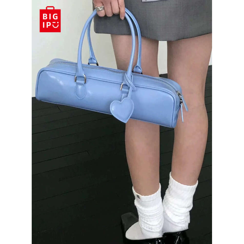 Designer Bag JIAERDI Hot Girls Blue Handbag Purses Women High Street Leather Heart Chic Casual Shoulder Bags Ladies Vintage Underarm Bag Y2k handbag