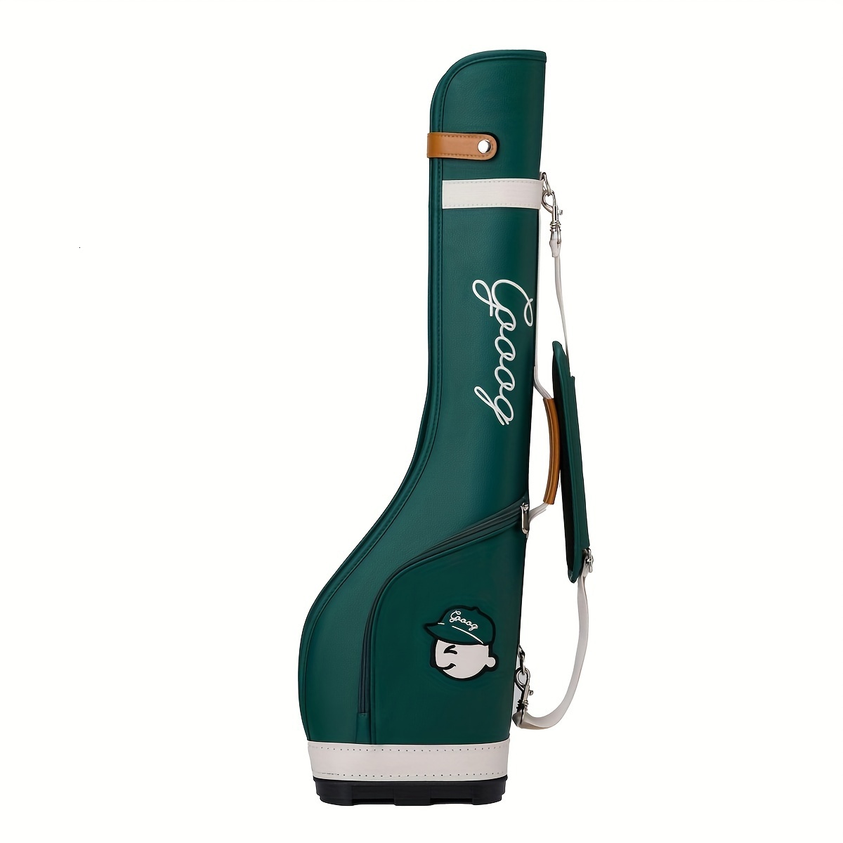 Golf practice bag classic half bag design antique style artificial leather material zipper closure waterproof available in white brown olive green