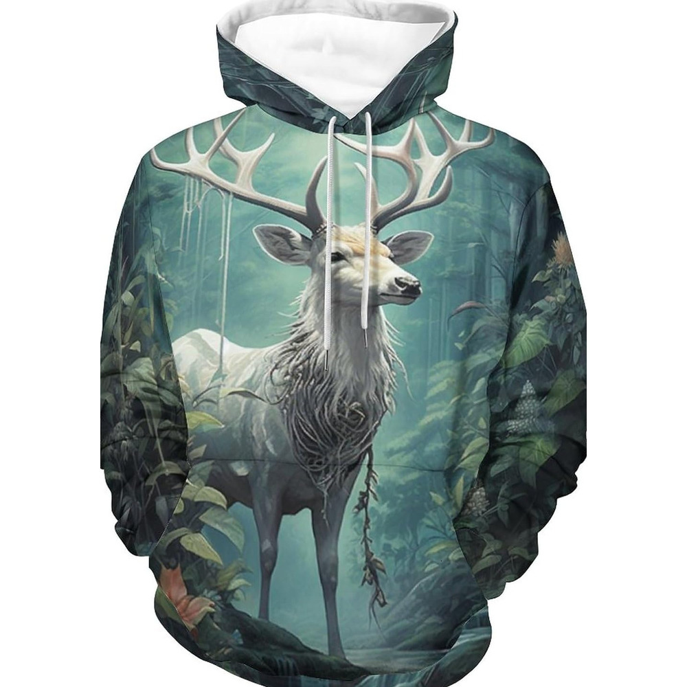 Hoodie for Mens Womens Men Womens Novelty Hoodie 3D Printed Deer Pullover Hooded Sweatshirts Casual Tops Graphic Hoodies sweatshirt Fashionable, cool,