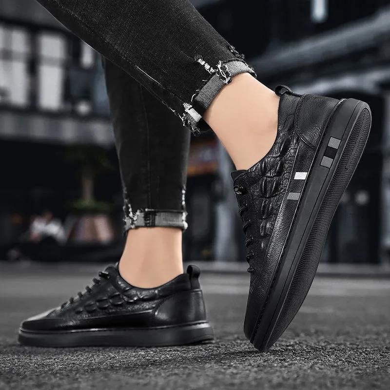 Men's Fashion Casual Shoes:Simple Design 2024 New Trendy Solid Color Versatile Stylish,Black/White,Free shipping 4a73