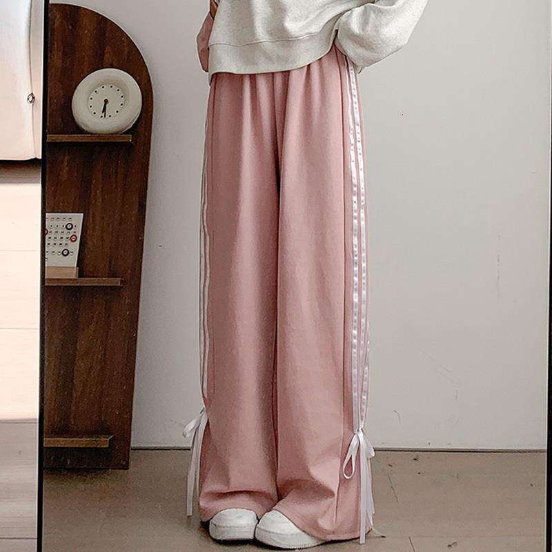 shanshi three stripes pants Korean version high waisted for women in autumn winter loose straight leg casual versatile pants with a hanging feeling an