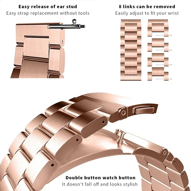 Stainless Steel band Galaxy watch 7FE65 pro4Classic 20mm 22mm metal bracelet amazfit GTSGTR432emini strap 241105
