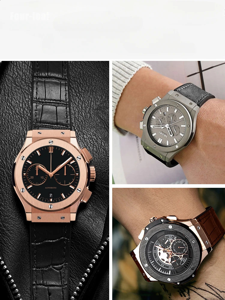 Rubber Watch Strap Mens for HUBLOT Hublot Big Bang Fusion Leather Cowhide Soft Comfortable Silicone Band 26x19m 241105