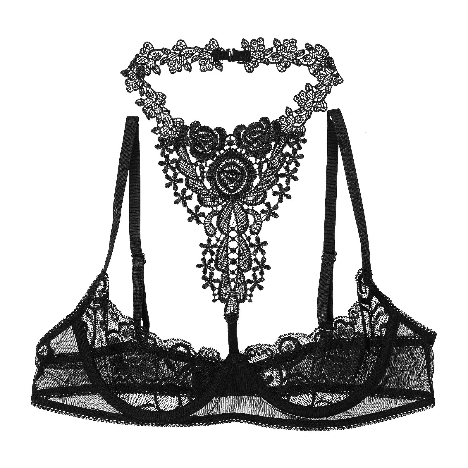 Womens Lingerie Lace Exotic Bra Tops Sexy Underwear Intimates Bare Exposed Breasts Open Cup Push Up Underwire Nightwear 241105