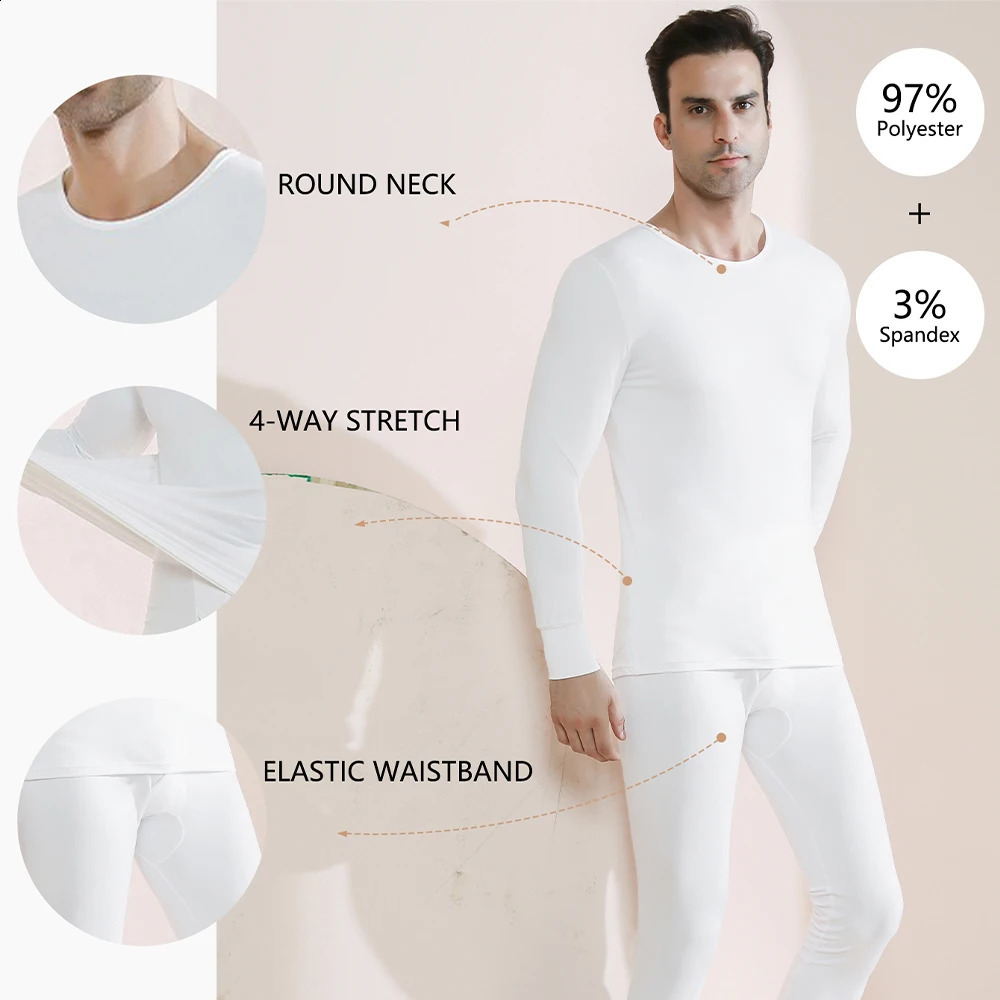 Long Johns Thermal Underwear Set for Men Fleece Lined Base Layer Set for Cold Weather Top Bottom S-2XL 241105