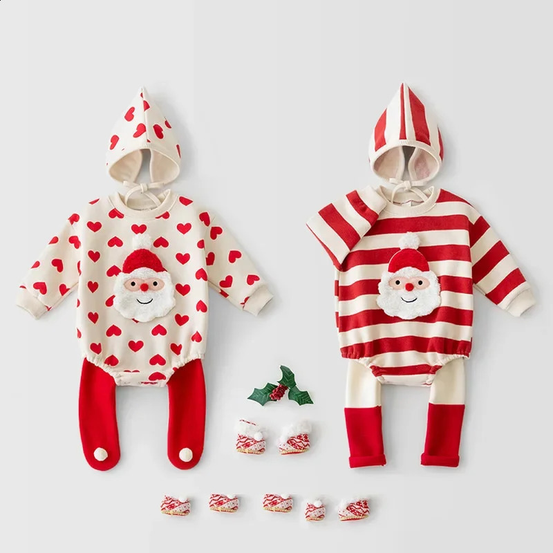 Purchase 2 wholesale baby clothing items for 2024 autumn and winter baby Christmas clothing with velvet jumpsuit or sweater top 241105
