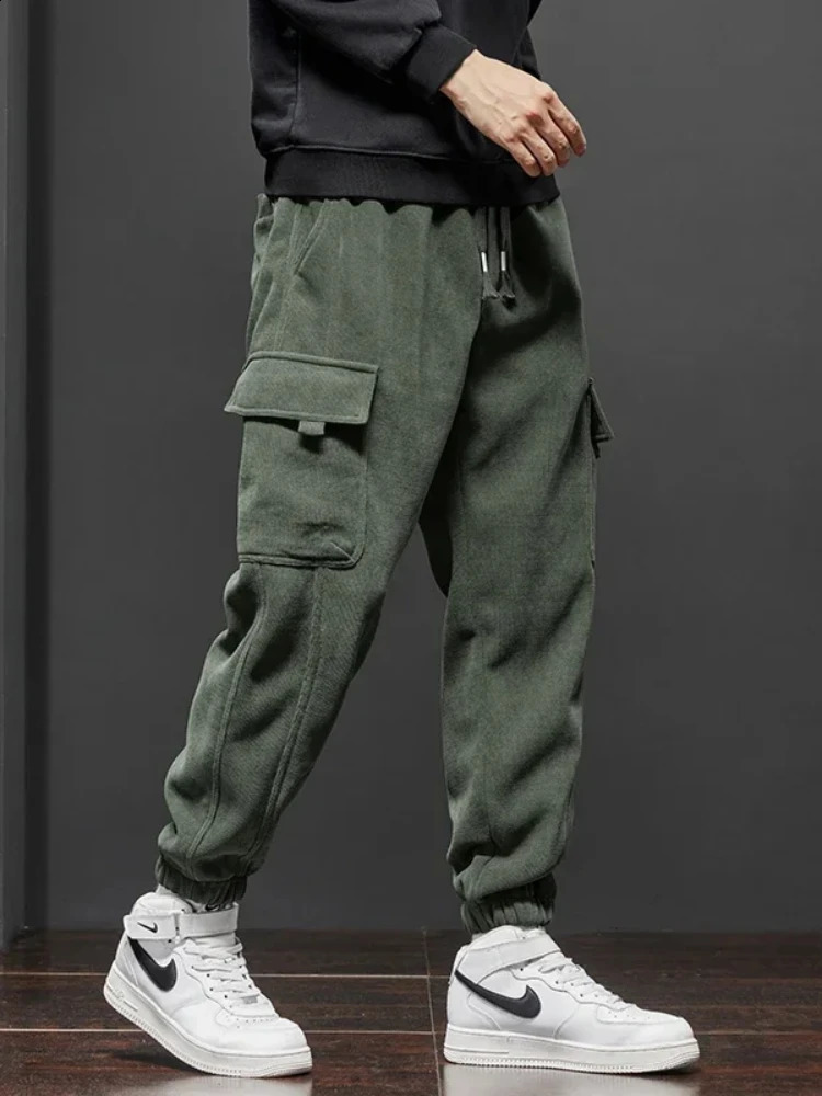 Spring Autumn Style Elastic Waist Casual Pants for Men Stretch Straight Drawstring Harem Jogging Sports Long Male 241105