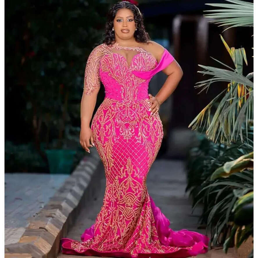 Aso Fuia Nov Ebi Arabic Mermaid Prom Dress Beaded Sequined Lace Evening Formal Party Second Reception Birthday Engagement Gowns Dresses Robe De Soiree