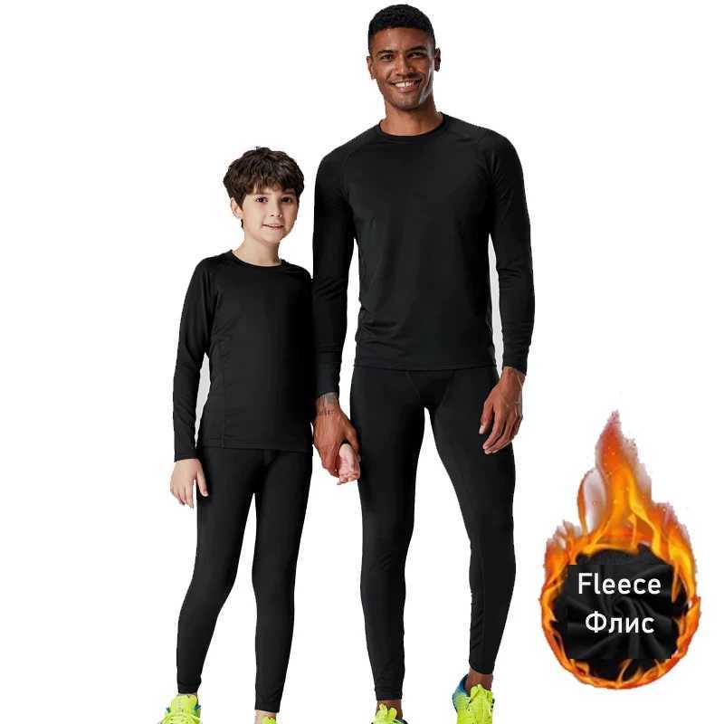 Winter Mens Fleece Thermal Underwear Warm Second Skin Kids Thermal Long Shirt Bottom Indoor Base Layer Tights Sports underwear LX241104