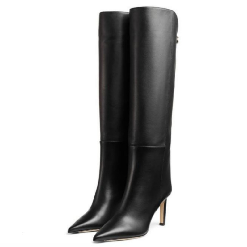 Sexy Women's Knee High Boots Leather 2024 New Trend INS Long Chelsea Boot Brand Fashion Black High Heel Winter Shoes Ladies e8