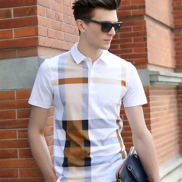 Mens business casual striped comfortable cotton top British style W241104
