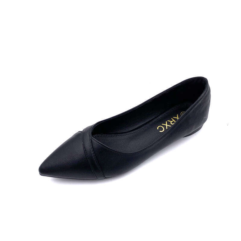 2023 Spring New Pointed Versatile Comfortable Bottom Soft Surface Single For Women, Shallow Mouth Black Work Women's Shoes
