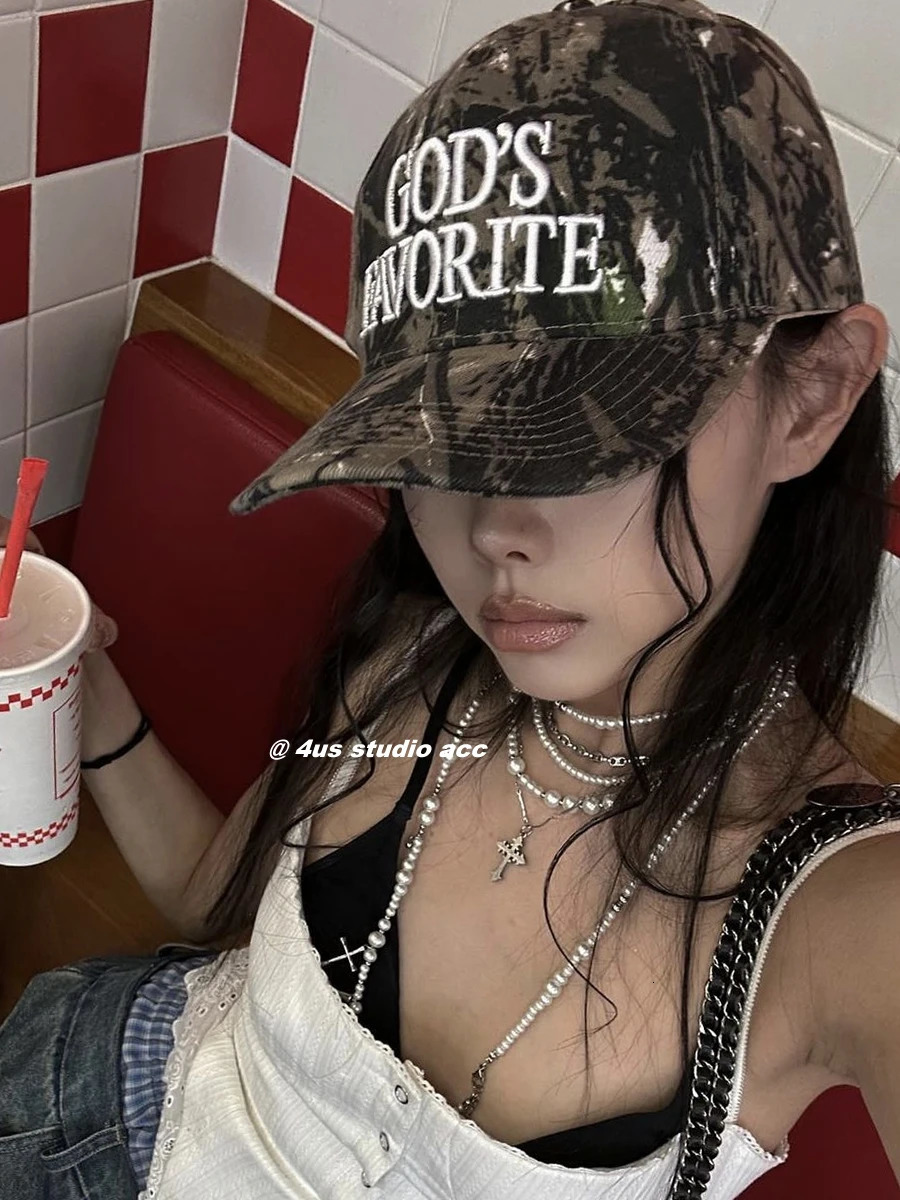 Street 3D Embroidered Camouflage Baseball Hat Female Small Wild Pea 241009