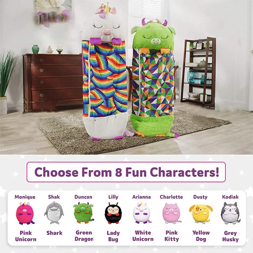 1 Cute Cartoon Sleeping Bag Adult Animal Soft Lazy Sleeping Bag Baby Plush Doll Pillow Sleeping Bag Year Gift 241105