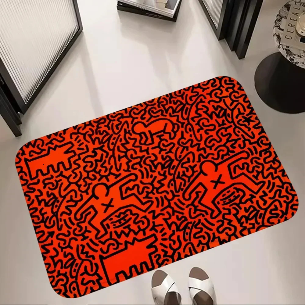 Entrance Doormat Keith Harings Floor Mat Art Bath Mat Foot Rug Kitchen Carpet Hallway Living Room Car Boot Christmas Home Decors 241104