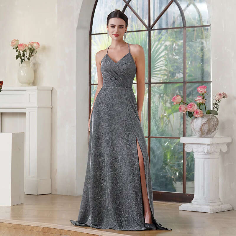 Or Length Homecoming Stunning Side Slit V Neck Large Backless A E Sequined Graduation Dress