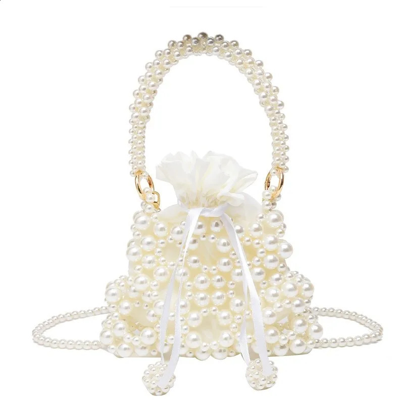 Womens bucket wallet and handbag pearl womens cross body handbag womens small coin wallet handbag womens shoulder bag 241105
