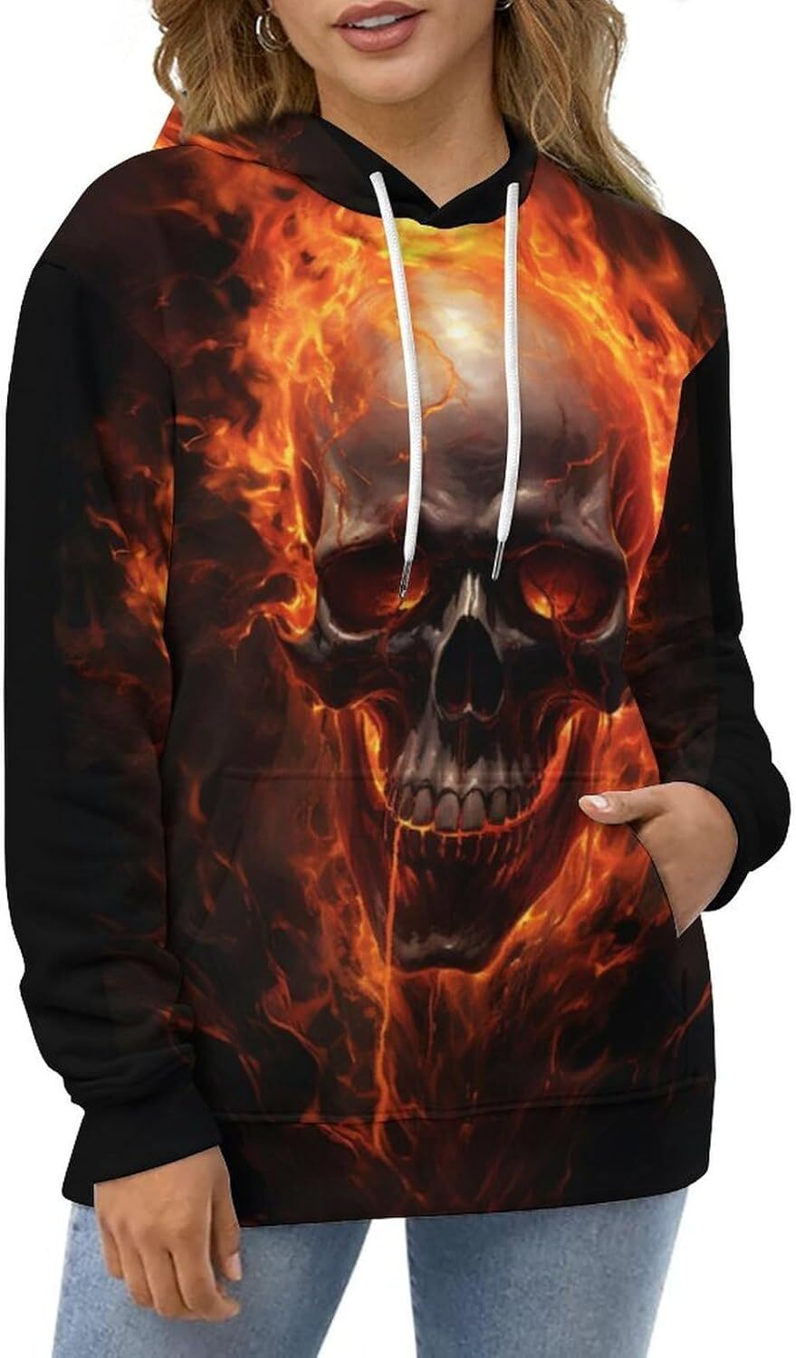 Hoodie for Mens Womens 3D Printed Skull Fashion Sweatshirt,Halloween Costumes for Men Graphic Hoodies sweatshirt Pullover Long Sleeve Fashionable, coo