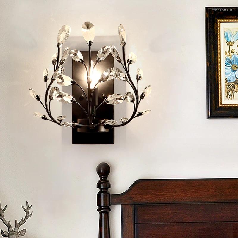 Lamps Wall OUFULA Modern Crystal Lamp American Countryside LED Creative Living Room Bedroom Corridor Home Decoration Light
