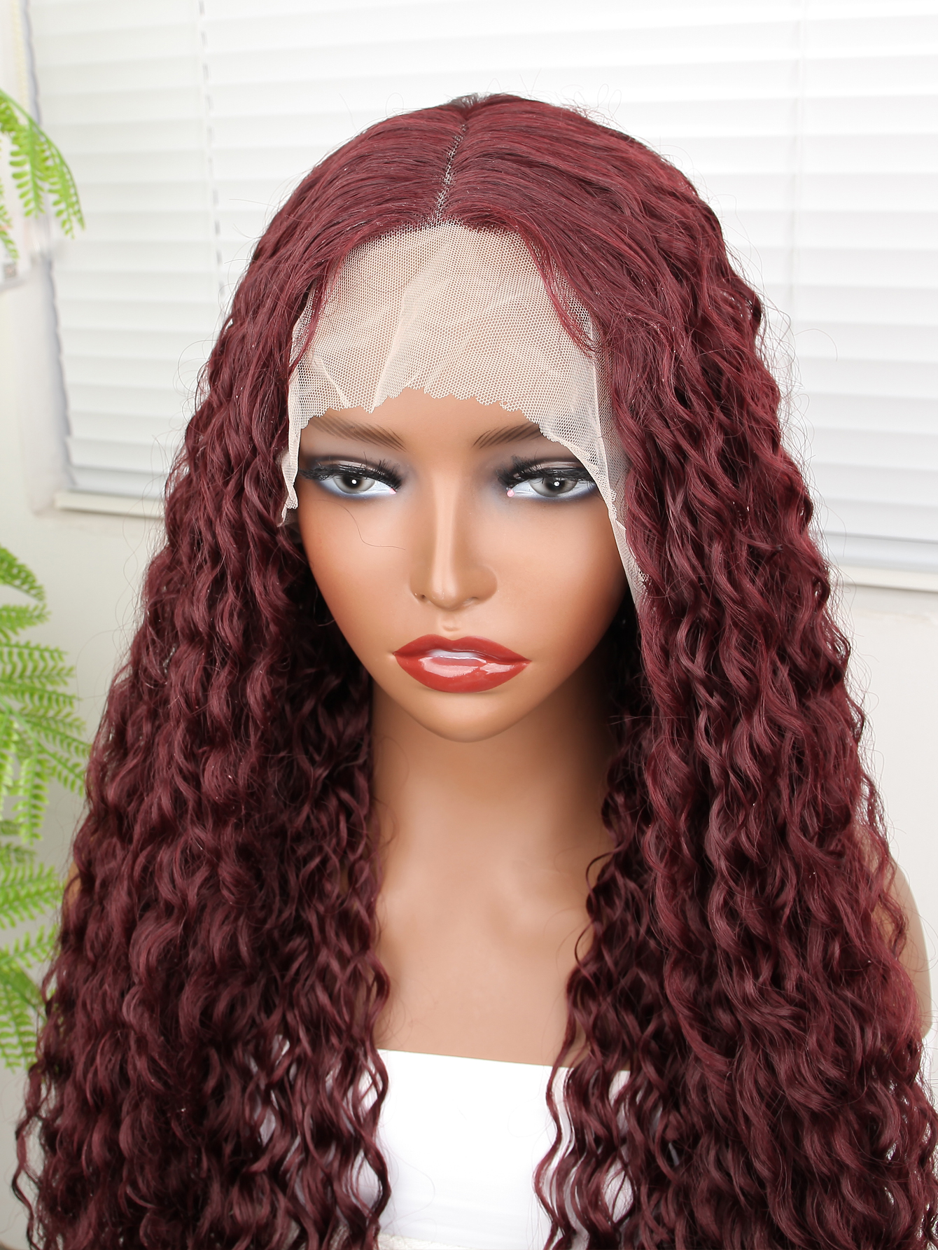 13x4.5 T Lace Brazilian Water Wave 180 Density Curly Wigs 32 Inch Coloured Pre Plucked Lace Front Wigs Deep Wave Synthetic Frontal Wig For Black Women