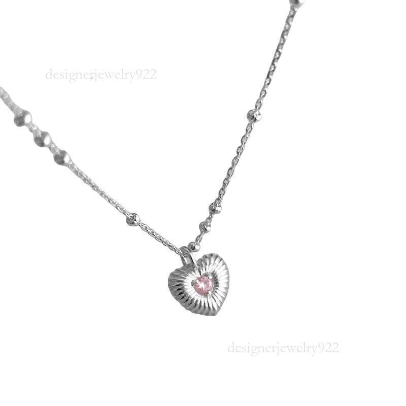 Elegant Sterling Silver Vertical Diamond Patterned Small Heart Necklace for WomenDesign with Personalization Option