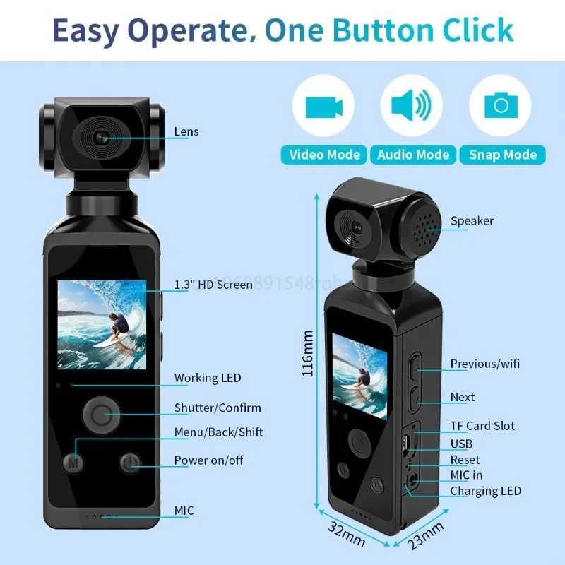 4K high-definition pocket WIFI outdoor sports action 270 rotating human body camera with waterproof shell micro portable video recorder M241104