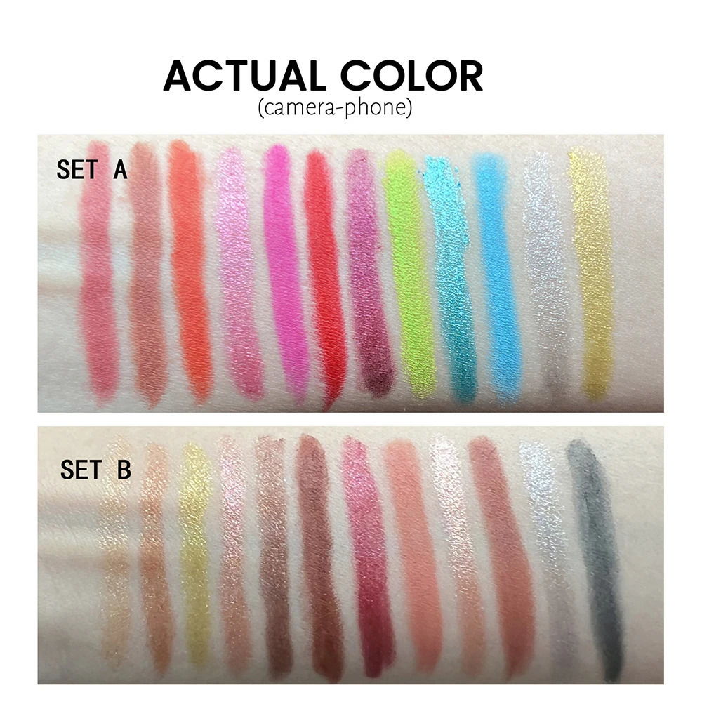 Eyeshadow Pencil Set 12 Colors Long Lasting Glitter Shimmer Eye Shadow Liner Pen Highlighter Silkworm Pencil Eyes Makeup Tools 241104