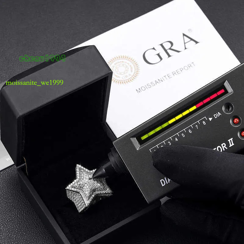 Men Band Rings Women Hiphop Fine Jewelry Iced Out Gold Plated Sterg Sier VVS Moissanite Dia Star Ring With GRA Certificate123