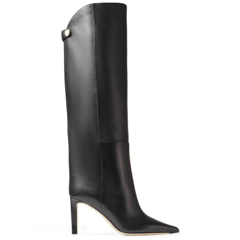 Sexy Women's Knee High Boots Leather 2024 New Trend INS Long Chelsea Boot Brand Fashion Black High Heel Winter Shoes Ladies e8
