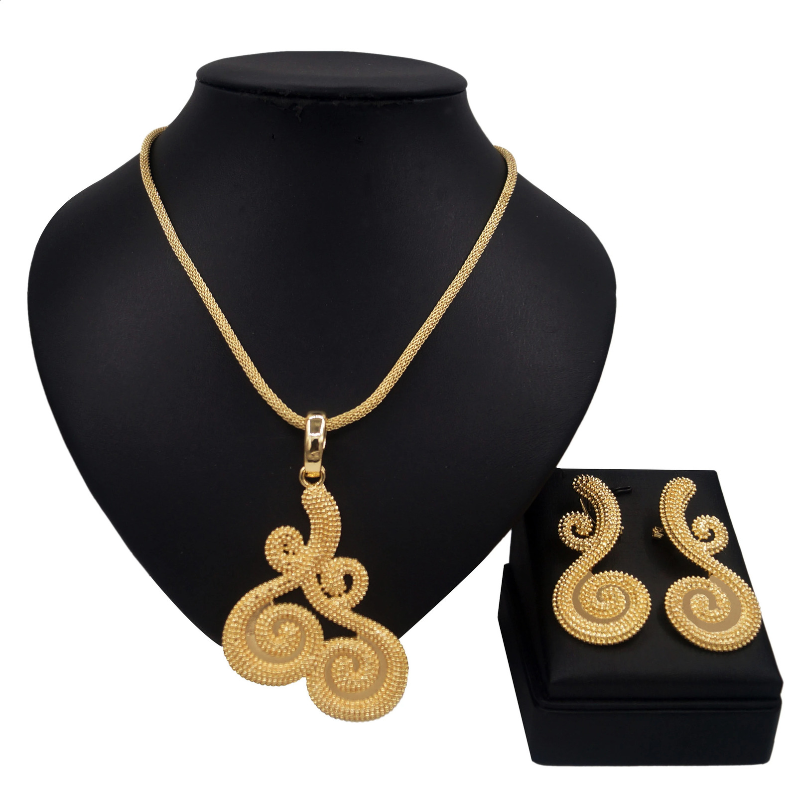 Women Jewelry Set Egg Shape Pendant and Earrings Women Gift Party Jewelry Italian Gold Plated Necklace and Earrings Set 241105