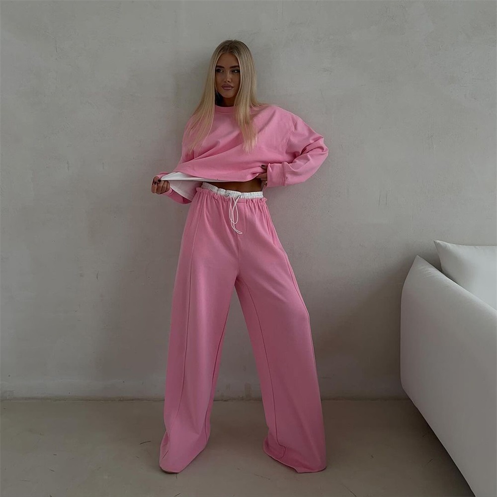 Autumn Sport Two For Fake Two-Piece Hoodies Sets Womens 2 Piece Pullover Women Loose Set