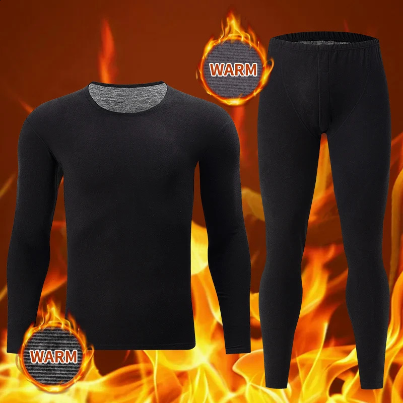 2-piece mens solid color simple autumn and winter thermal underwear comfortable and casual bottoming underwear pajama 241105