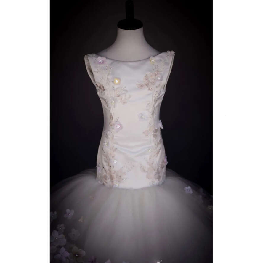 Mermaid Wer Pretty Girls Dresses For Weddings D Ral Appliqued Crystal Little Kids First Communion Dress Tulle Long Pageant Gowns Ress