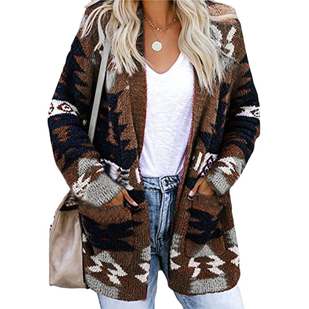 Autumn/Winter Women's Loose Halloween Sweater Christmas Printed Knitted Cardigan Cardigan Autumn Warm Clothing Vintage Sweater