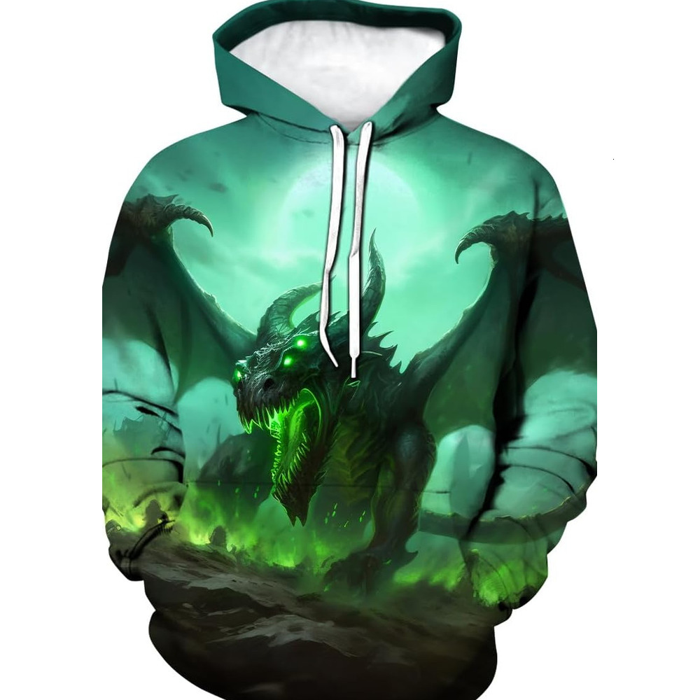 Hoodie for Mens Womens Mens Dragon Hoodie - Fantasy Theme, Animal Graphic Sweatshirt Graphic Hoodies sweatshirt Pullover Long Sleeve Fashionable, cool