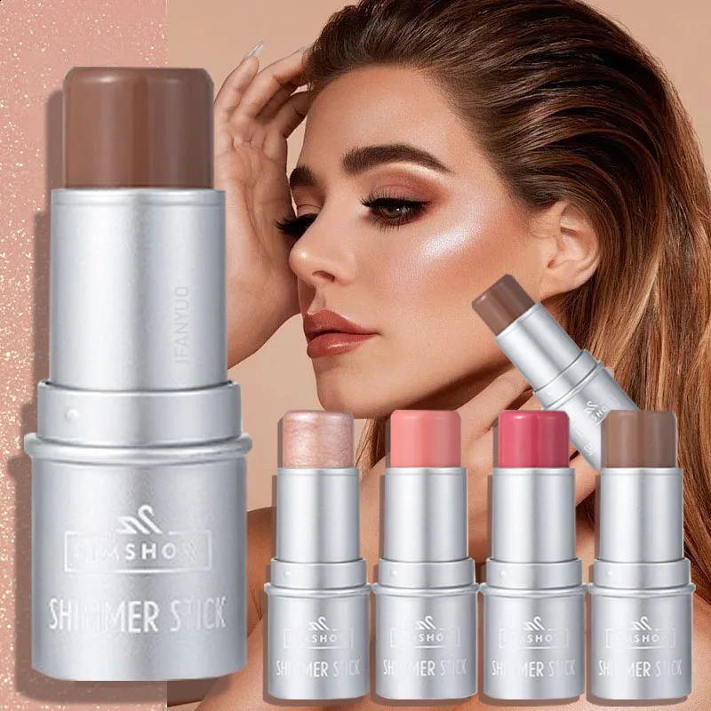 Face Brown Contouring Bronzer Stick Multifunctional Highlighter Blush Silkworm Brightening Sculpt Facial Outline Shadow Cosmetic 241105
