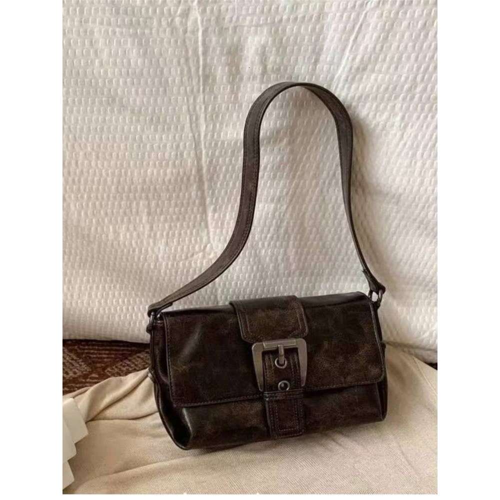 Designer Bag JIAERDI Vintage Brown Underarm Bag Women New Retro Handle Crocodile Pattern Casual Y2k Handbag Ladies Harajuku Solid Bolsa 2024 handbag