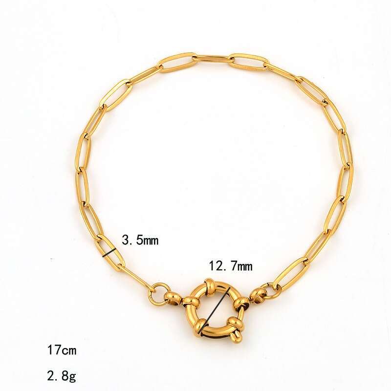 Fashionable and minimalist style spring buckle blade bracelet stainless steel gold-plated paper clip chain trendy women's fashion